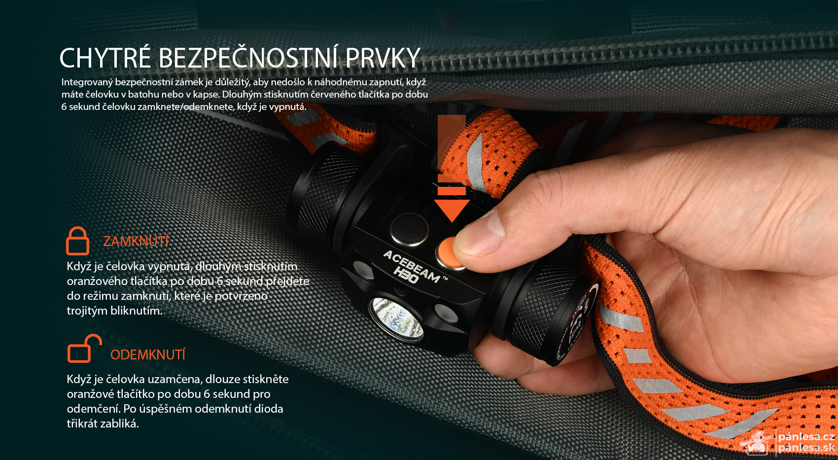 AceBeam H30 R+UV, 4000 lm, 6500K, black - LED čelovka, čierna