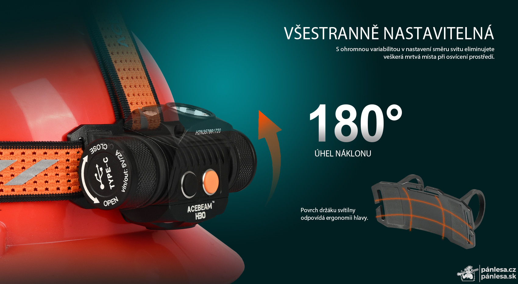 AceBeam H30 R+UV, 4000 lm, 6500K, black - LED čelovka, čierna